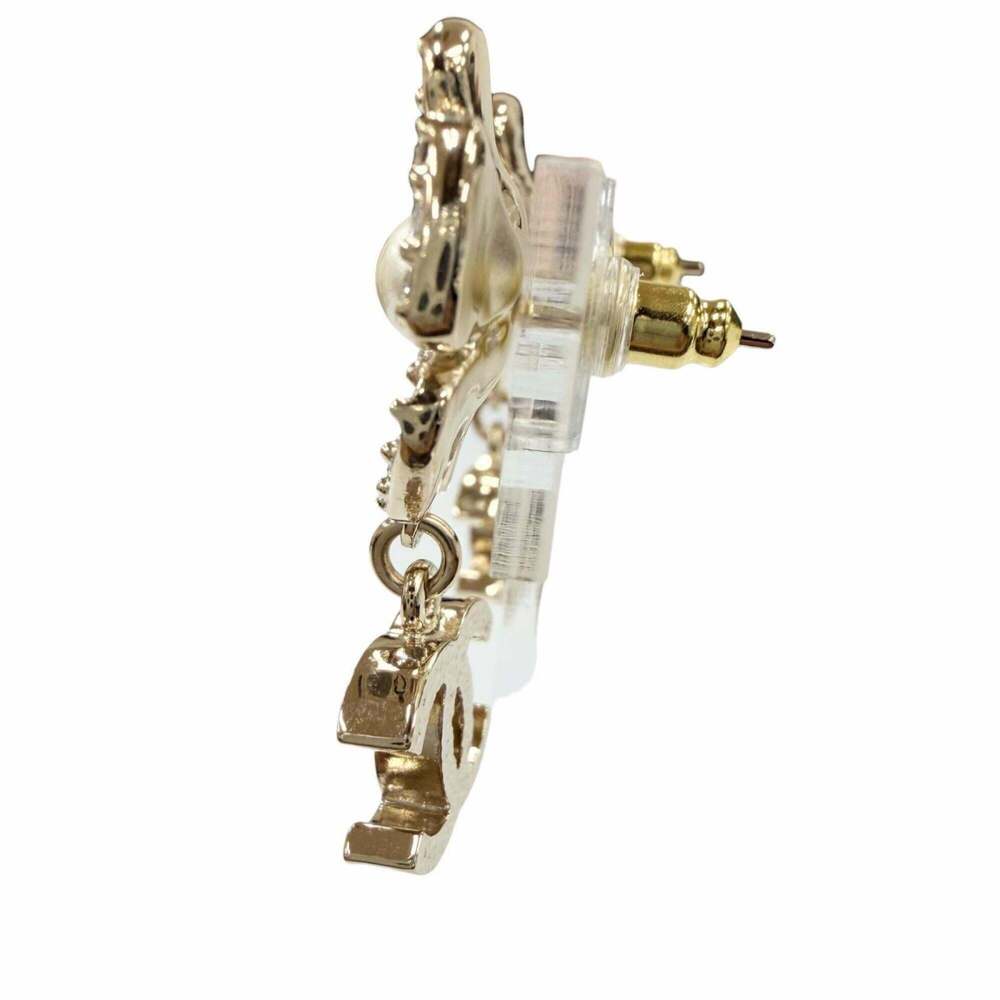 CHANEL Authentic Gold Pearl Logo Earrings - Picture 3 of 7